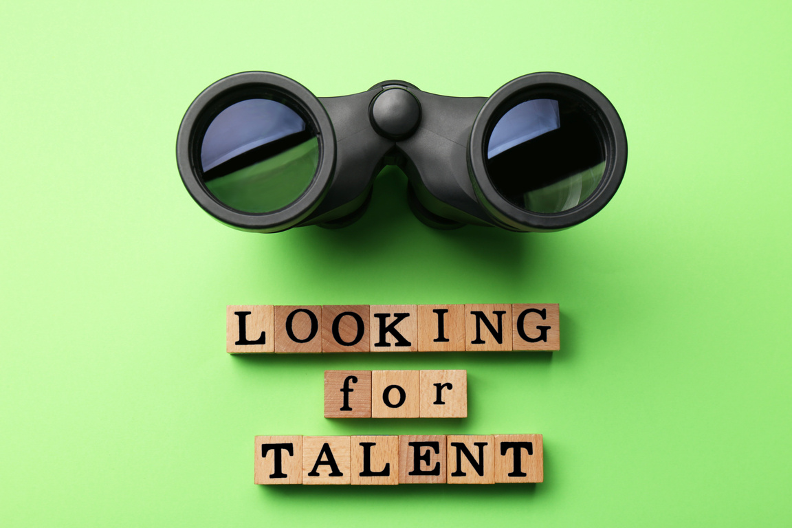 Staff Recruitment Concept. Phrase Looking for Talent Made of Woo